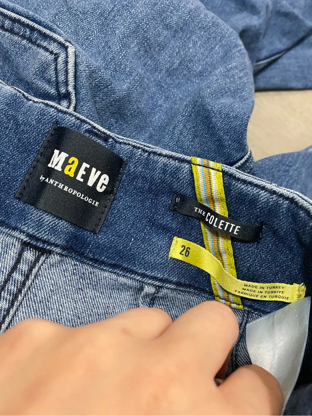 Maeve Anthropologie The Colette Wide Leg Crop Jeans Blue Patch Pocket Size 26 - Picture 5 of 11